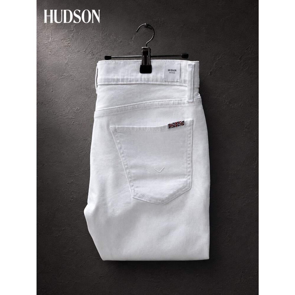 NWT Hudson Byron Straight Jeans 33 White Stretch Denim Pants MSRP $185
